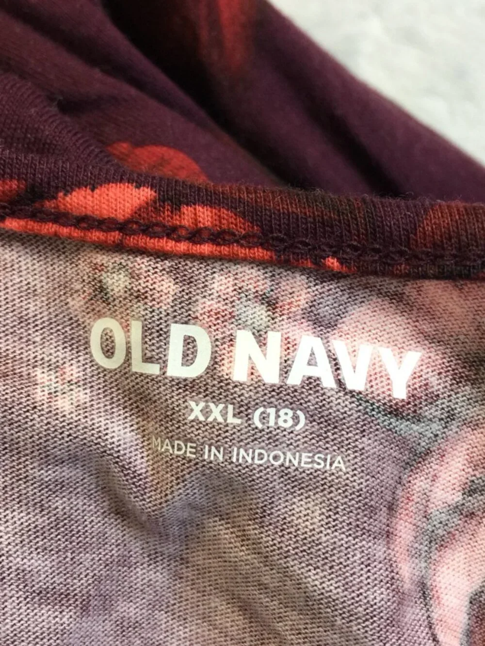 New! Old Navy Dress Girls XXL (18) Burgundy Red Floral Long Sleeve 100% Cotton